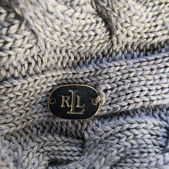 Lauren Ralph Lauren Sweater Women XL* Gray Cable Knit Cotton Hi Lo *Minor Flaws* - Picture 15 of 16